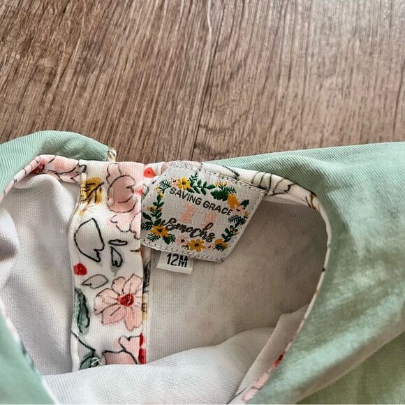 Mint Green Cora Floral Ruffle Hem Bottoms & Top Set saving grace smocks - Picture 2 of 3